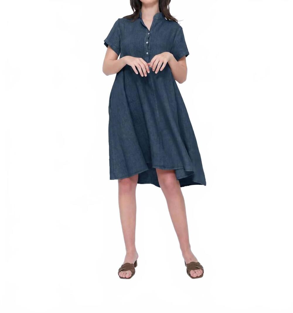 NEW BLUEBERRY collared swing midi dress in navy